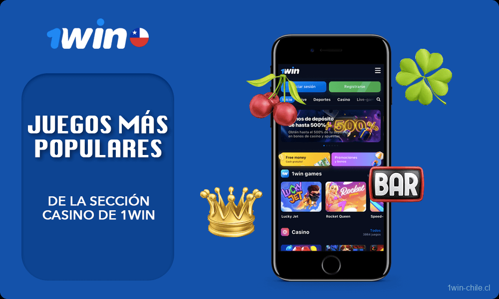 Lista corta con Juegos más populares de la sección Casino de 1win
